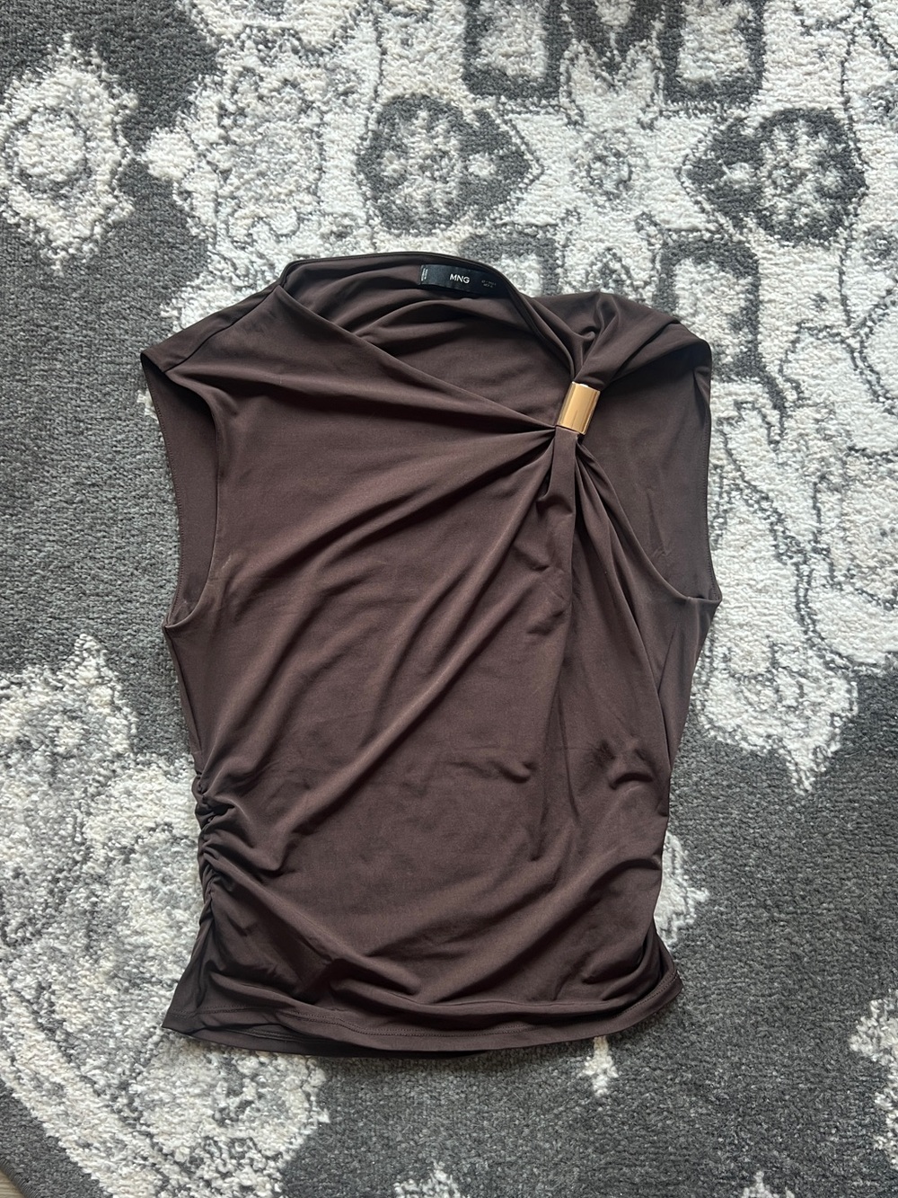 Mango Brown Twist-Detail Sleeveless Top